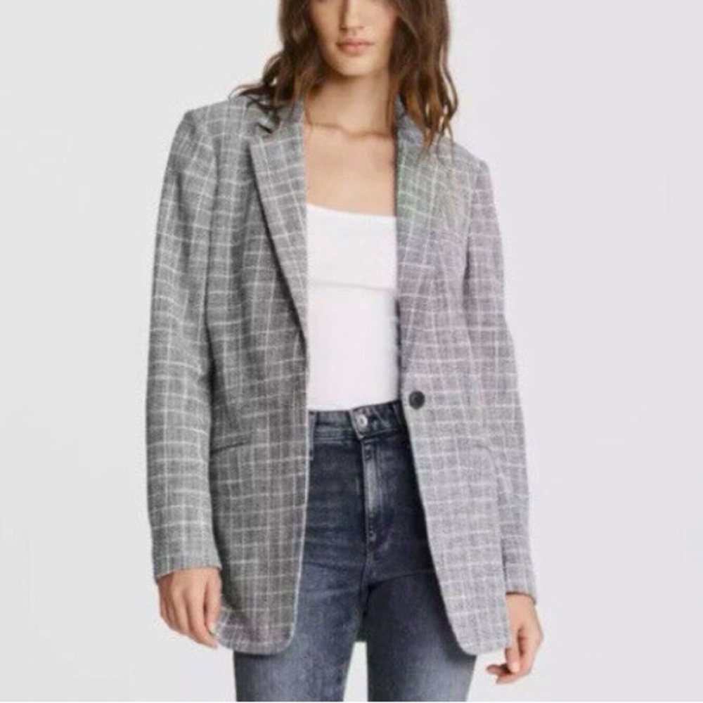 NWT rag & bone Grey Deconstructed Check Ames Blazer Jacket
